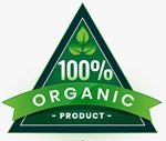 100% organic product green label or sticker design